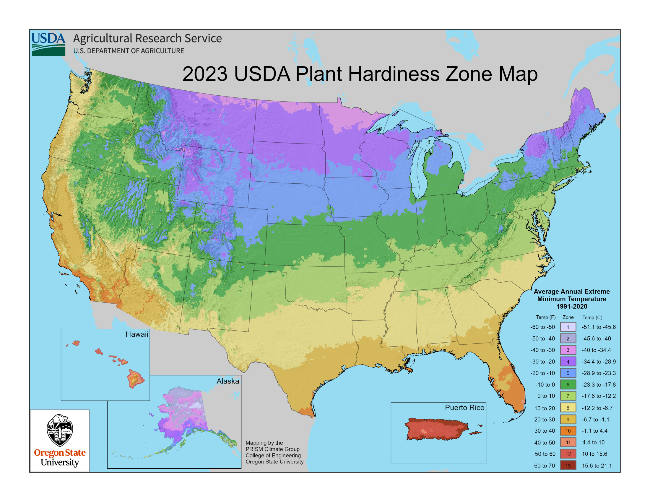 USDA Hardiness Zone Map